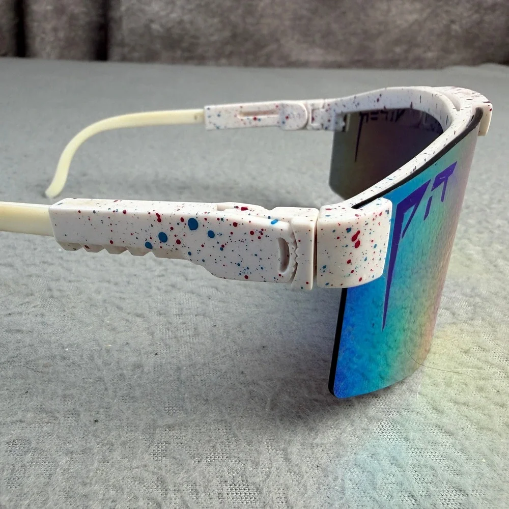 Pit Viper The Miami Nights Original 2.0 Sunglasses White Splatter Rainbow Lens